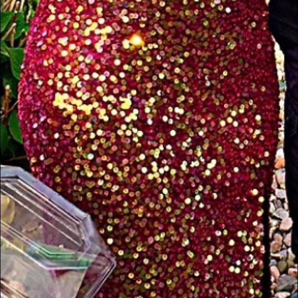 Champagne and maroon prom / ball dress - Picture 8 of 14